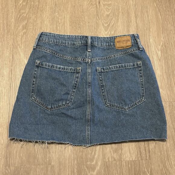 Hollister Womens Sz 6 Denim Ultra High Rise Skirt Medium Wash Raw Hem Cotton - Picture 4 of 9
